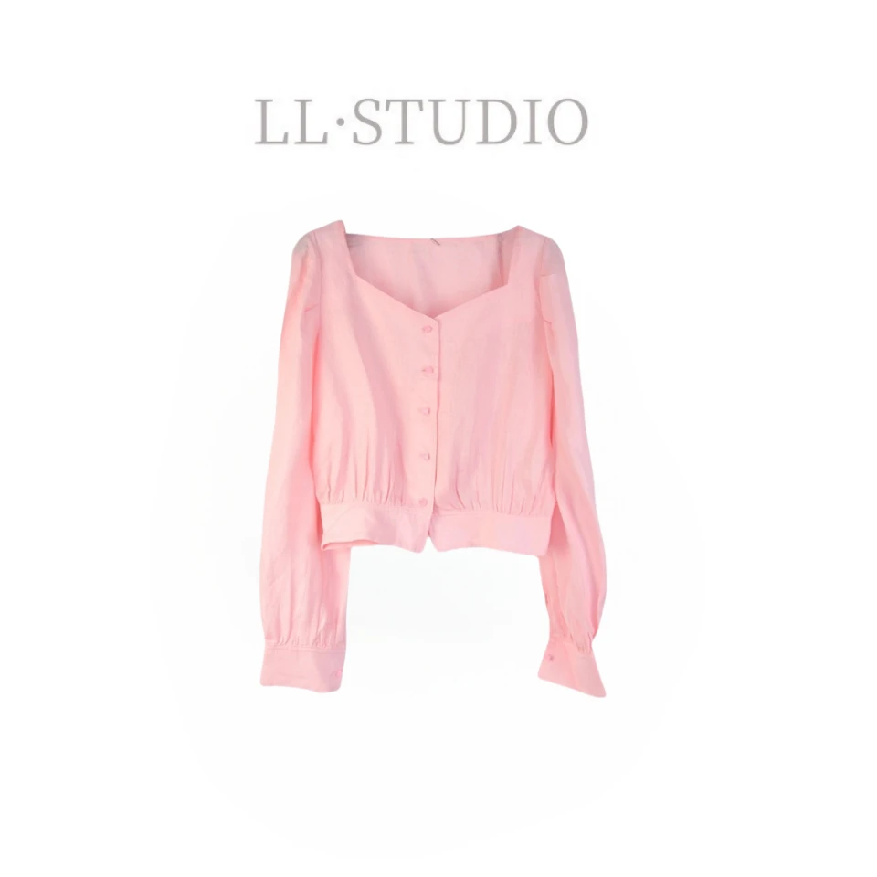 妙兮·LL夏季新款时尚法式减龄显瘦洋气设计感方领衬衫*20250475