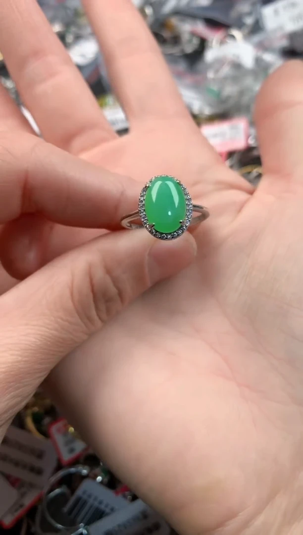 银S925镶嵌戒指翡翠3      3