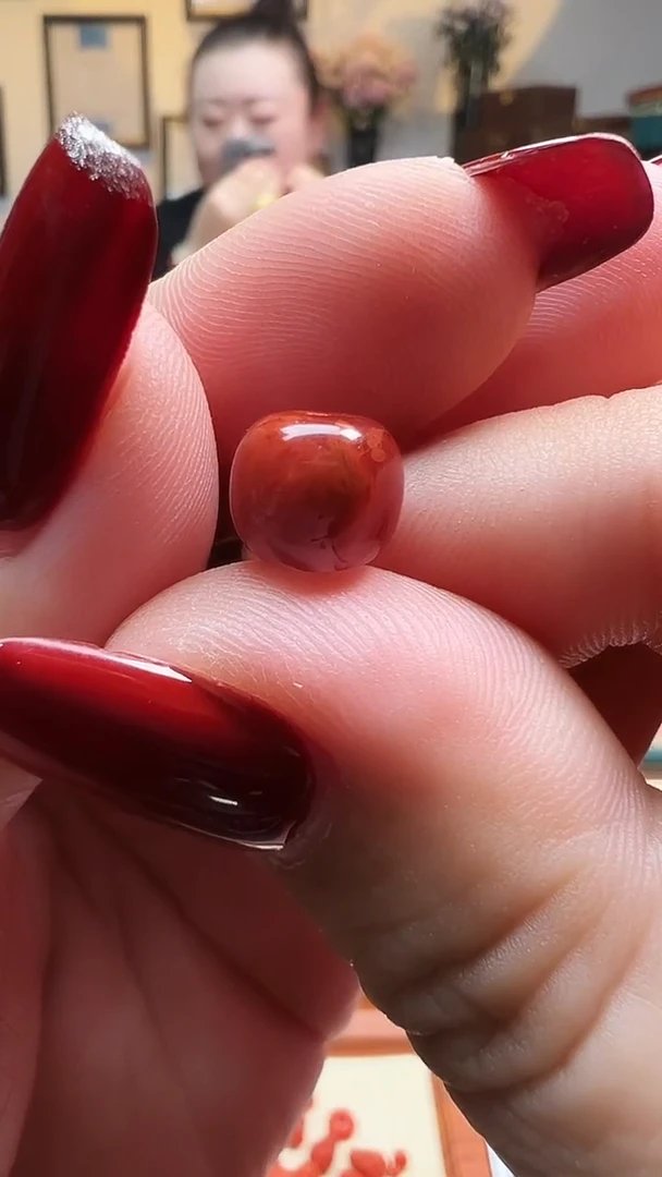 未镶嵌配饰南红玛瑙9mm左右火焰纹老型单珠2号