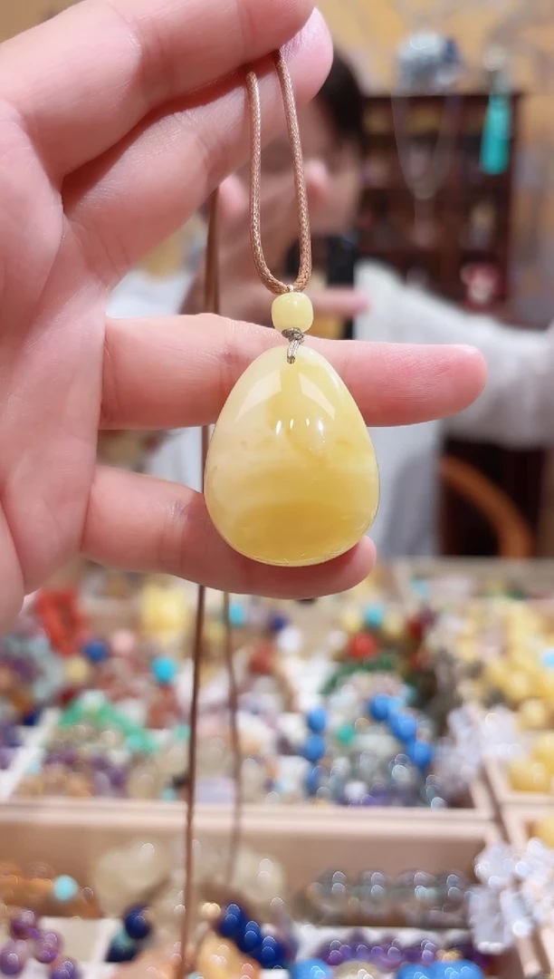 蜜蜡颈饰未镶嵌特级白花蜡