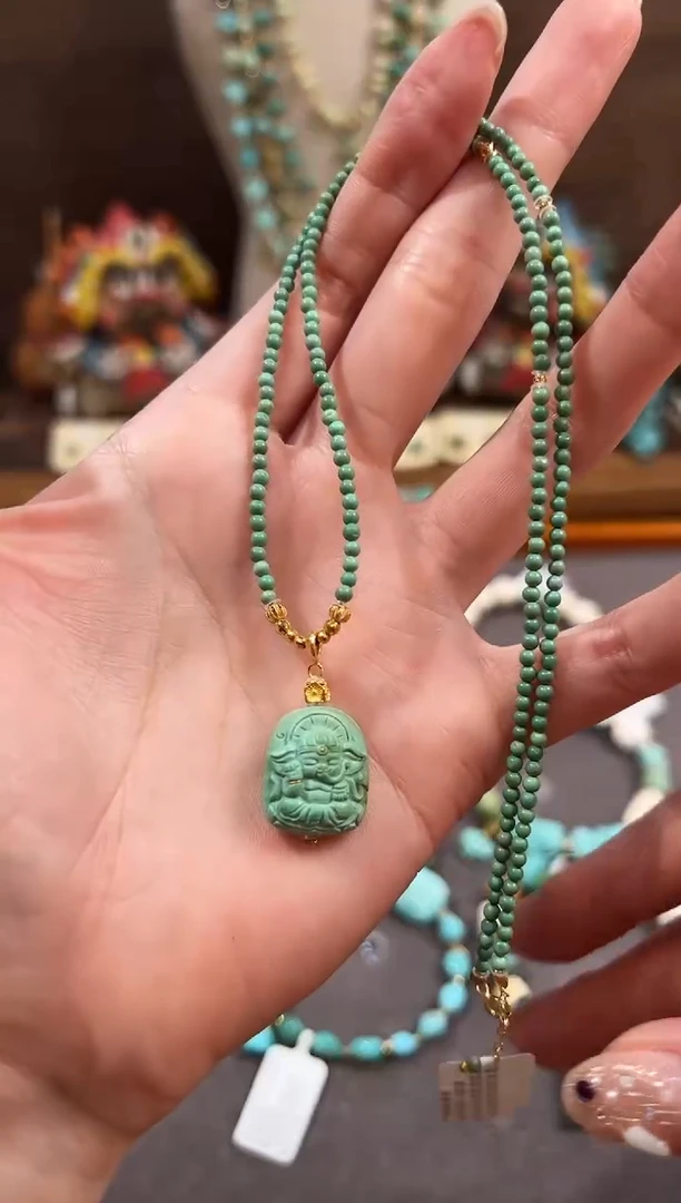 绿松石18K金镶嵌颈饰绿松石项链