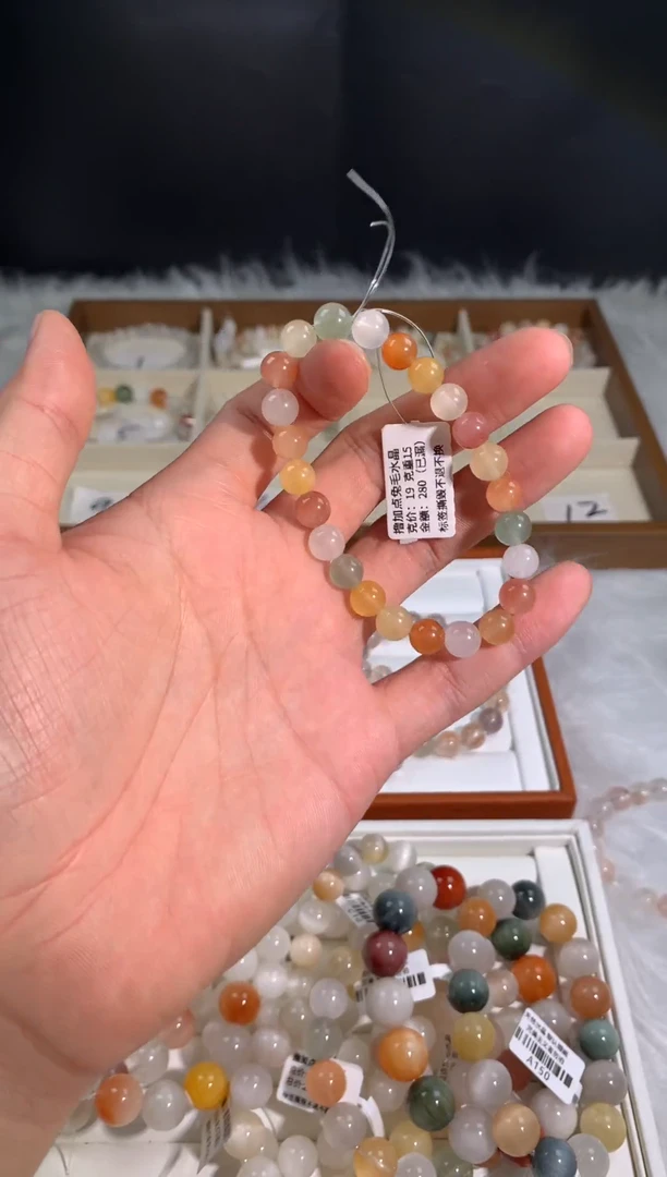 银S925镶嵌手链烟晶7号链接 7咪+