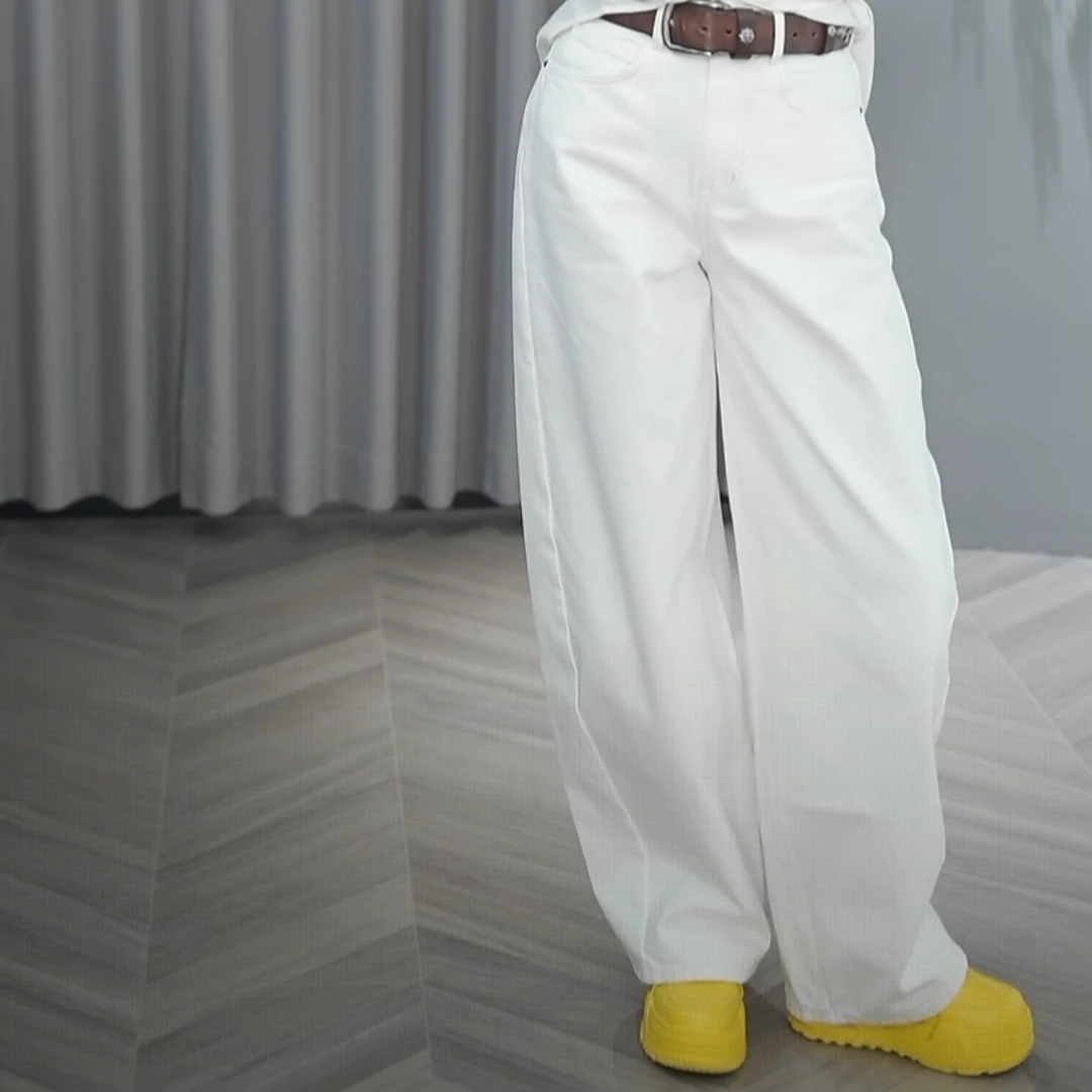 【裤长102-105】埃及棉无弹力弯刀裤宽松女士秋季牛仔裤1625