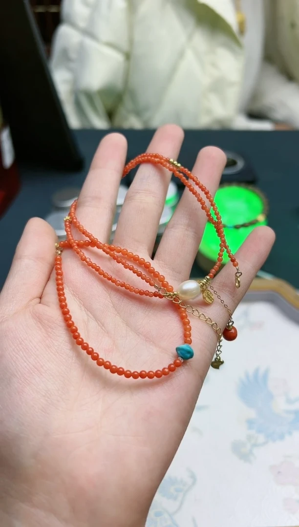 【闪购商品】南红玛瑙项链未镶嵌南红手链项链套装*1 YX