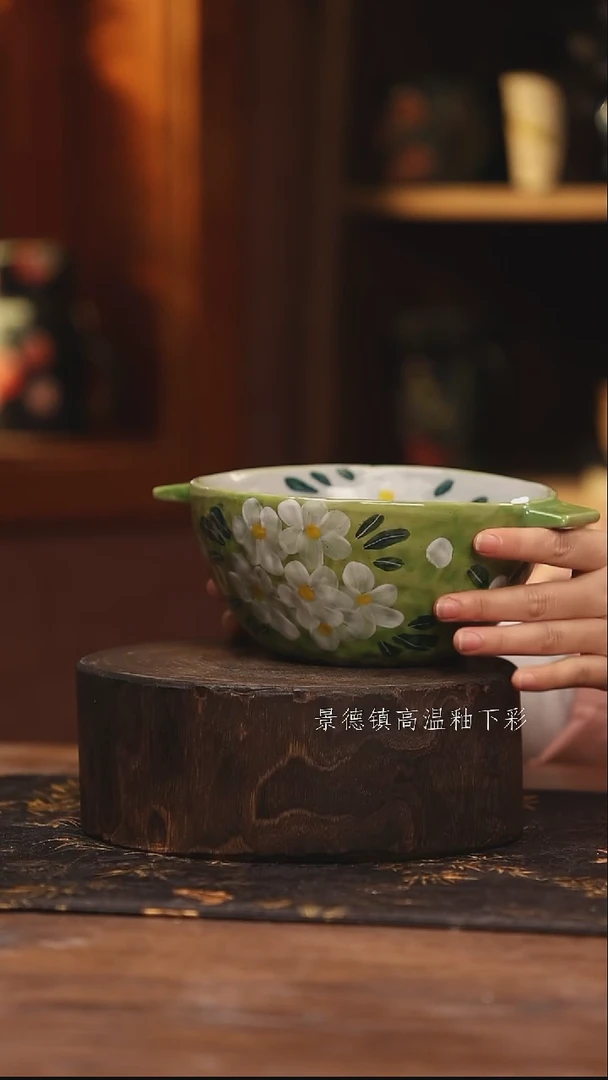 陶瓷景德镇高温釉下手绘陶瓷@L300@