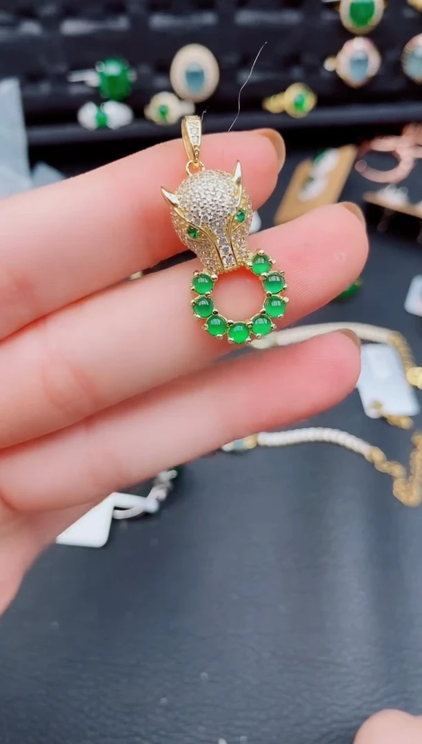 【闪购商品】翡翠颈饰银S925镶嵌天然a货翡翠644