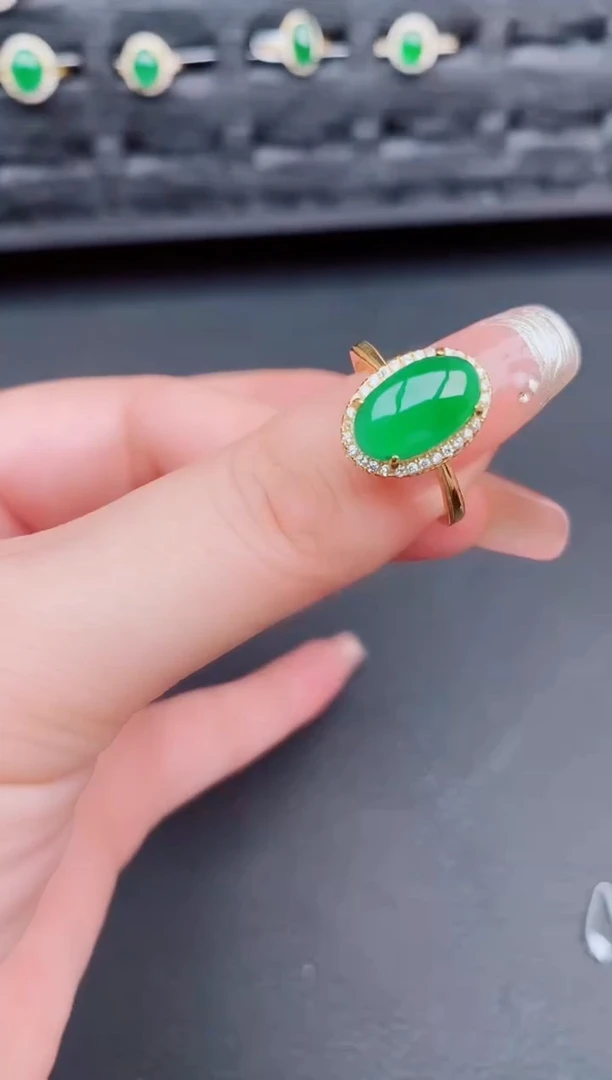 翡翠戒指银S925镶嵌天然a货翡翠39