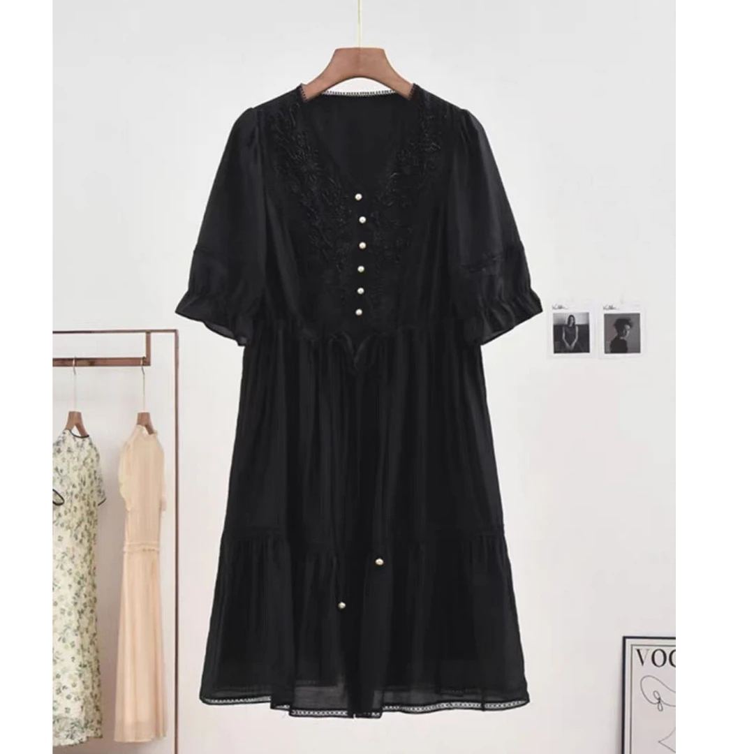 L237夏季新款法式浪漫中长裙温柔风高级茶歇仙女连衣裙