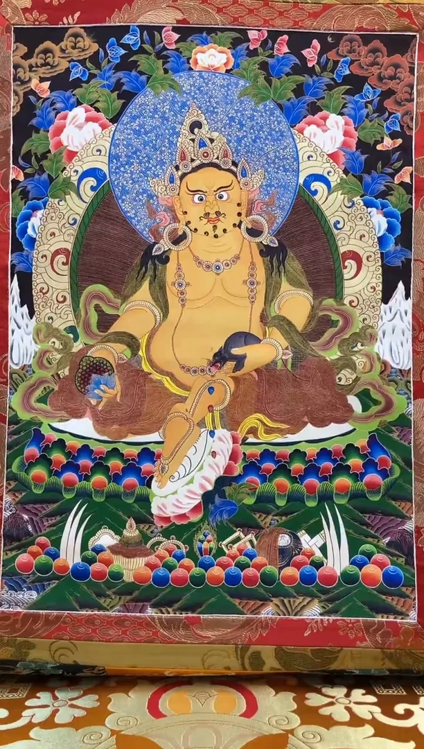 【闪购商品】卷轴画矿物质喷绘  黄财1.3m蓝色龙布