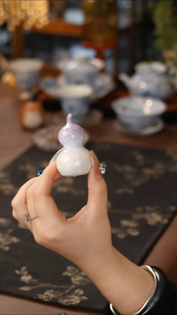 结晶釉-葫芦小摆件-紫色