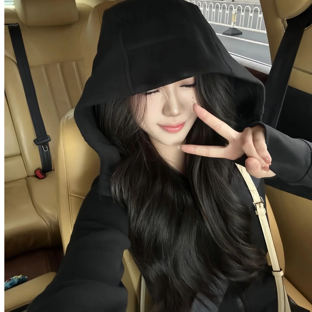 一模一样的小章鱼家同款全拉链修身长袖连帽卫衣女-正正专属1