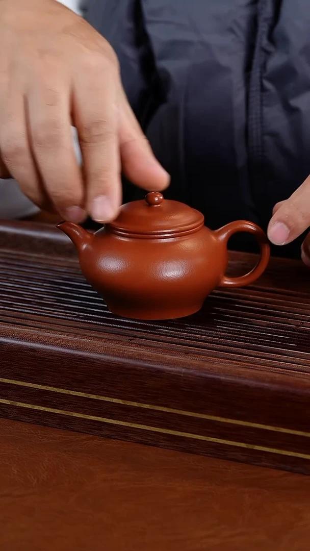 茶壶紫砂轩轩公堂虚扁壶朱泥150cc