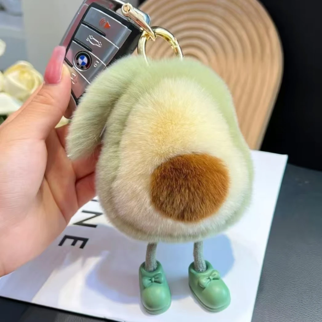 牛油果绿钥匙挂件毛绒可爱饰品包包网红爆款抹茶废土风玩偶