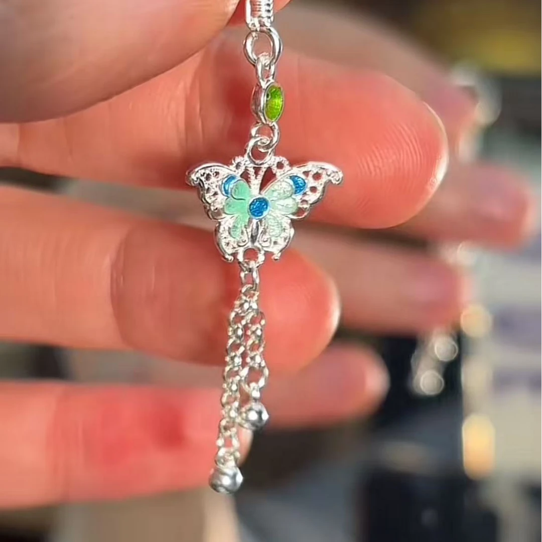 足银耳饰 【灵蝶耳坠】潘仕学手工足银银饰足银耳钉