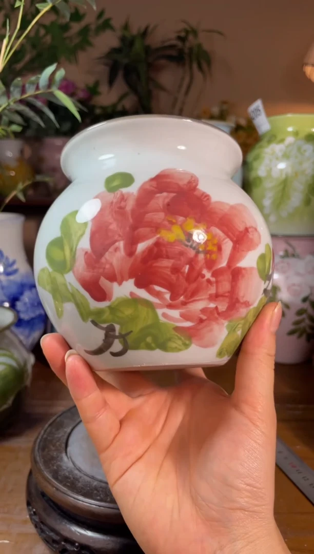 瓶景德镇手绘陶瓷花瓶口9   高度12