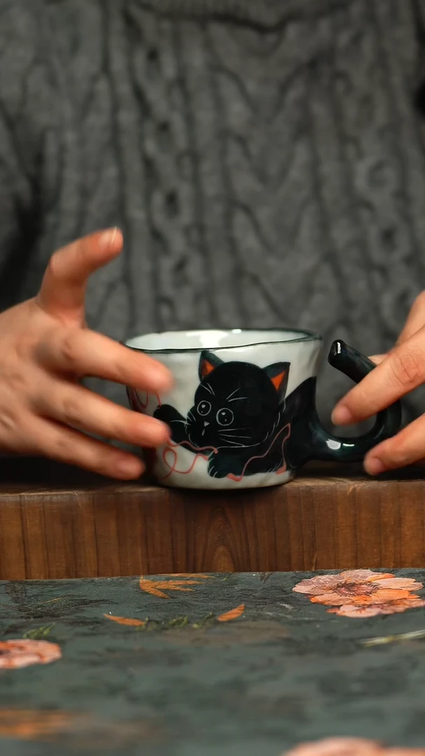 杯釉下彩手工手绘同款陶器