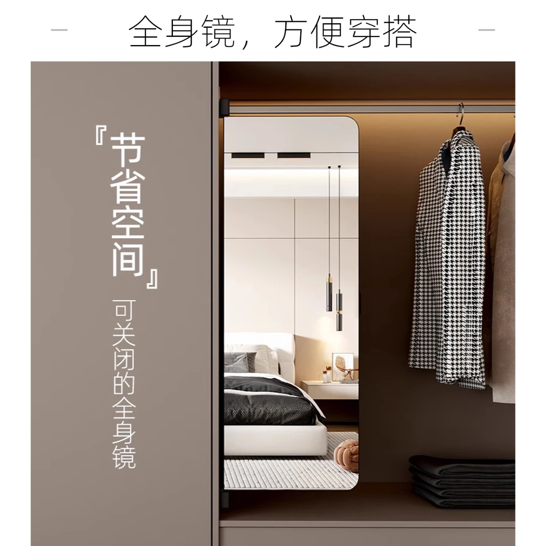 衣柜镜子内装隐形穿衣镜推拉全身镜隐藏式折叠伸缩暗藏内置试衣镜