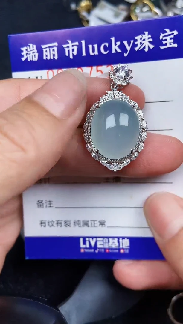 翡翠银S925镶嵌颈饰9753