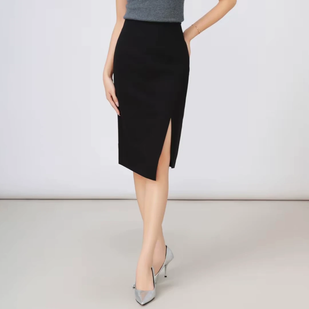 AMASS/阿玛施高腰开叉显瘦半身裙时尚百搭女士包臀裙5200375气质