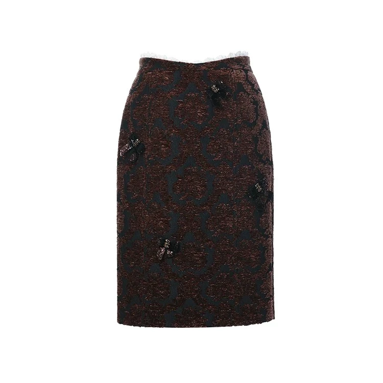 LeFame/拉飞姆2025春宫廷风提花一步裙气质时尚复古LF25C11SS316