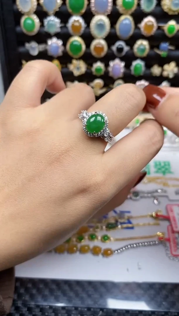 银S925镶嵌戒指翡翠801