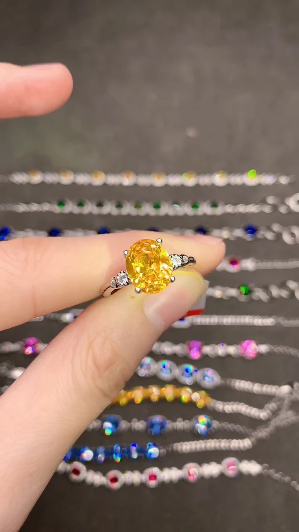 【闪购商品】彩色蓝宝石戒指银S925镶嵌.........