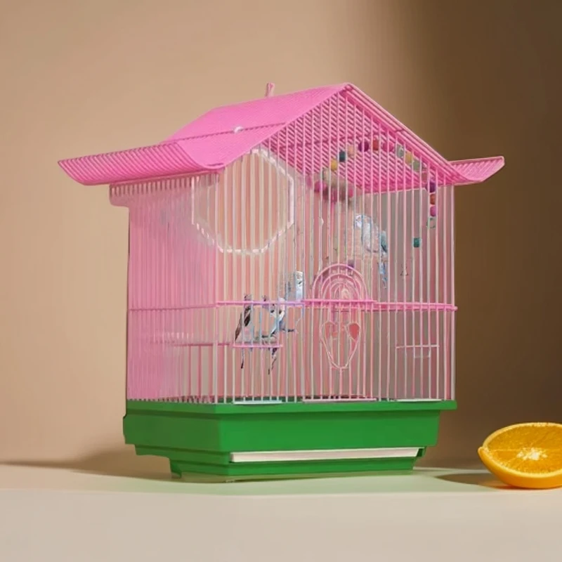 虎皮鹦鹉专用别墅鸟笼《食盒+站棍+秋千+鸟窝+吊篮+水盒+底托盘》