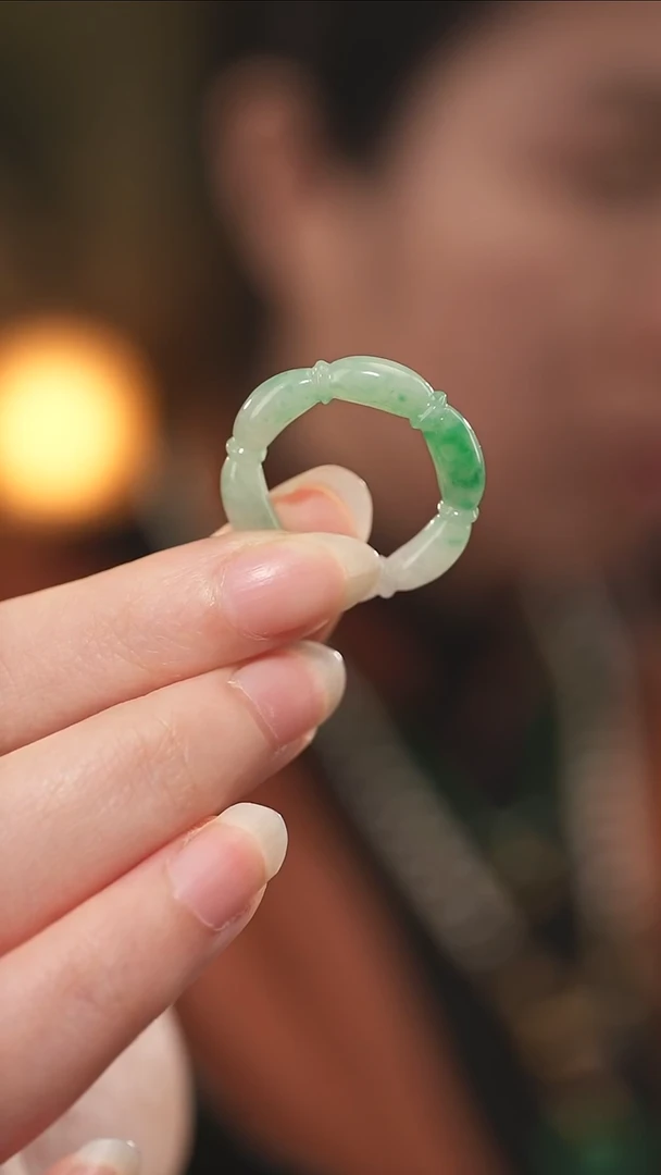 未镶嵌戒指翡翠圈口19-20 翡翠藕节戒指
