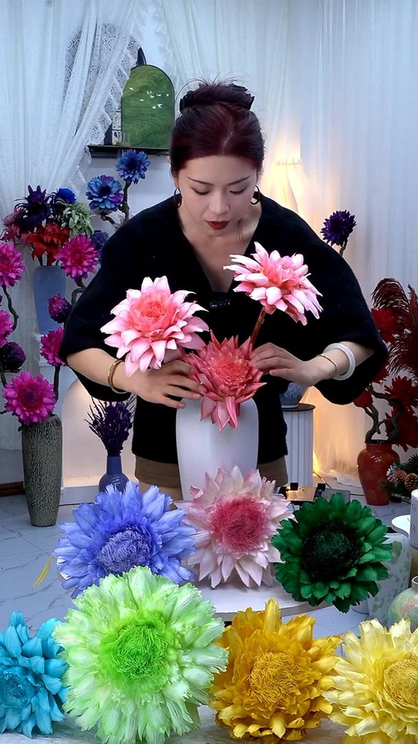 永生洋蓟浅粉3头【吸色不均】9852