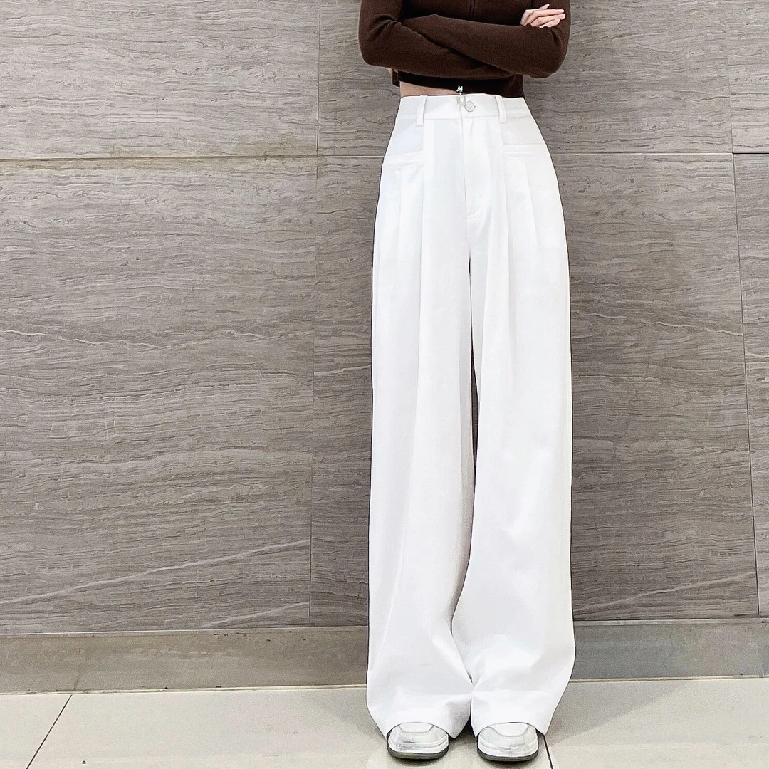 【商场同款】高腰阔腿裤春夏时尚百搭宽松垂感休闲直筒裤5100478