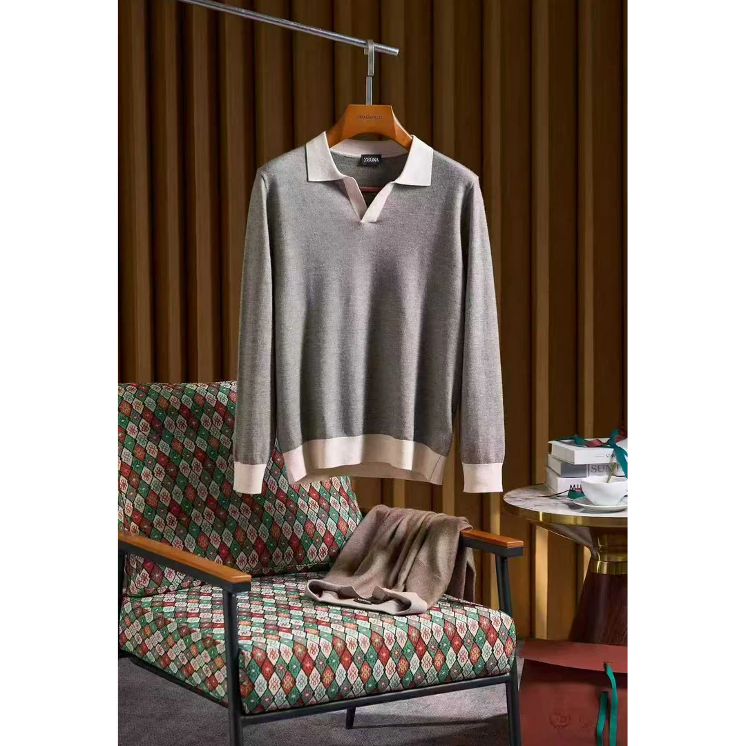 男士海鸥领山羊绒毛衫2501秋冬男装轻奢舒适宝宝绒时尚羊绒衫/娜