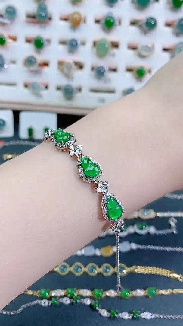 银S925镶嵌手链翡翠天然翡翠
