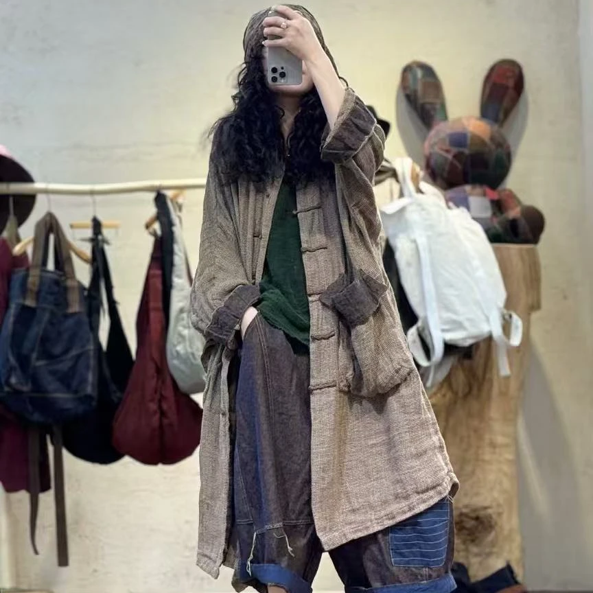 静一分享【雁归时】#2510117 双色对襟盘扣多手工两穿开衫