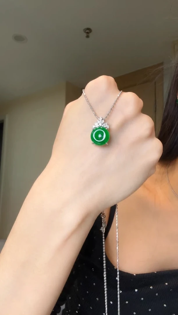 【闪购商品】翡翠吊坠(不含链)银S925镶嵌天然翡翠吊坠3