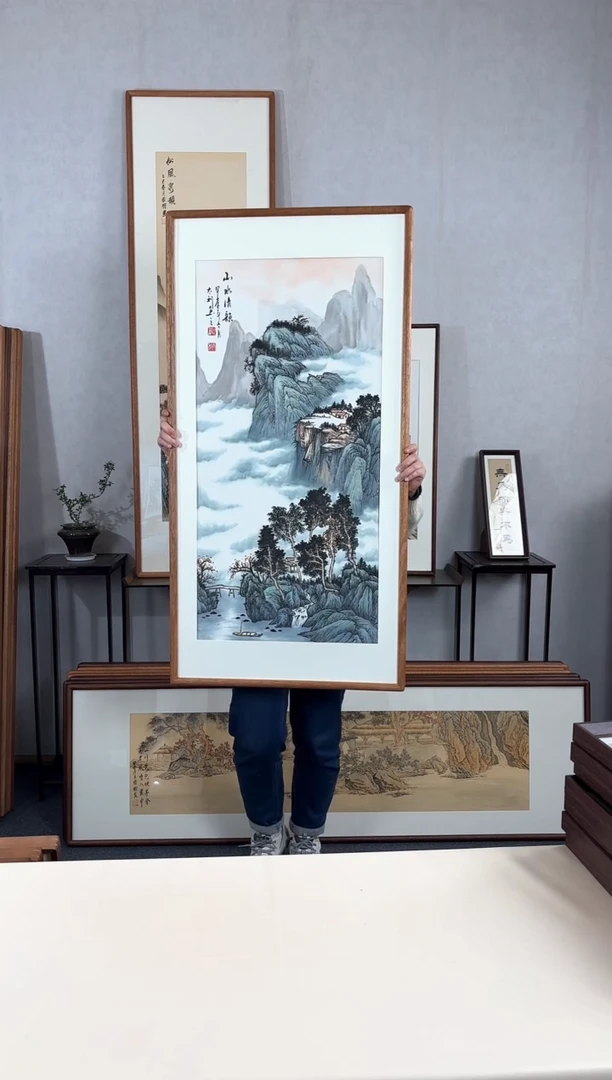 【闪购商品】国画手绘*山水清韵*62*123cm实木框