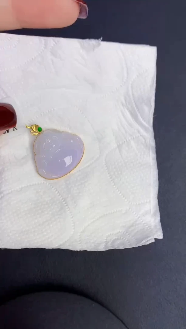 颈饰18K金镶嵌翡翠缅甸天然翡翠A货