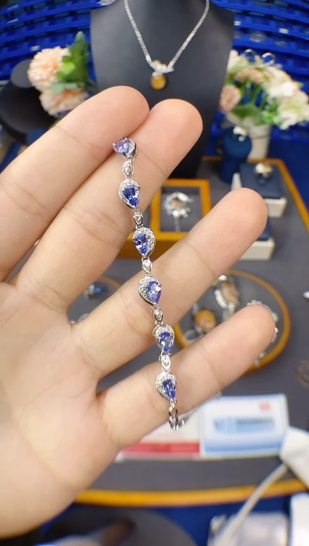 【闪购商品】坦桑石手链银S925镶嵌带证书福利孤品