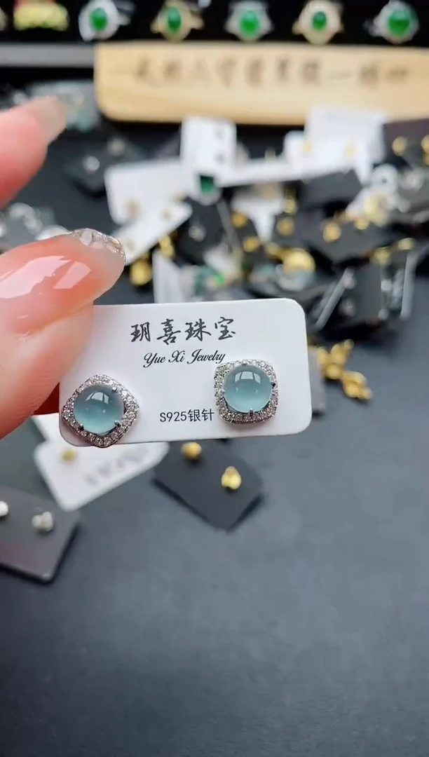 银S925镶嵌戒指翡翠1