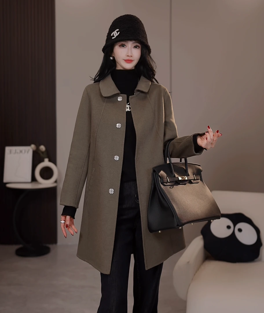 【依帆专属】F312 新款时尚减龄设计百搭气质女装中长款双面