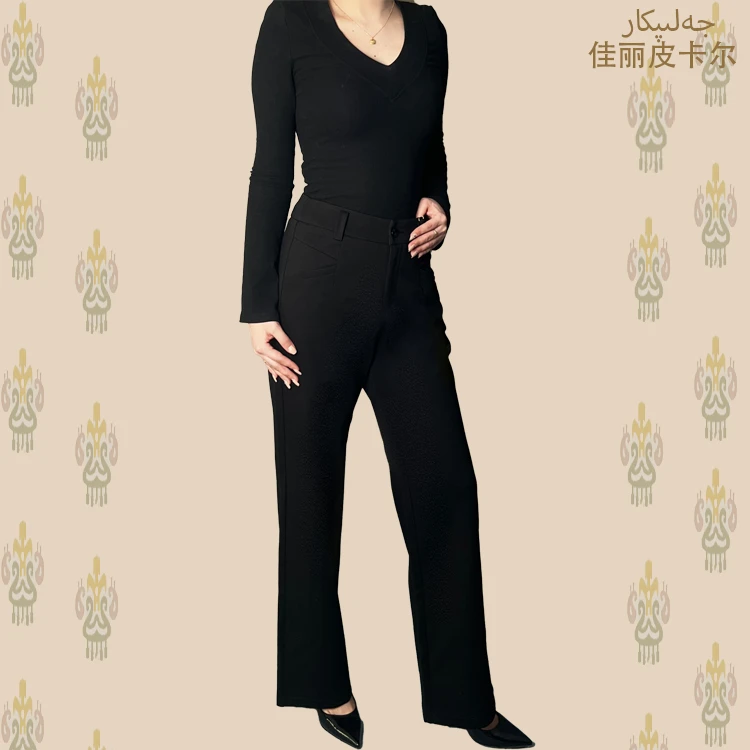 佳丽皮卡尔2025新款春季百搭舒适显瘦显高高腰欧版加长阔腿裤9260