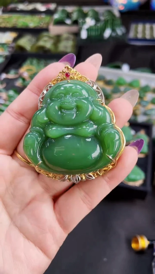 【闪购商品】和田玉吊坠18K金镶嵌50MM 多样性发一