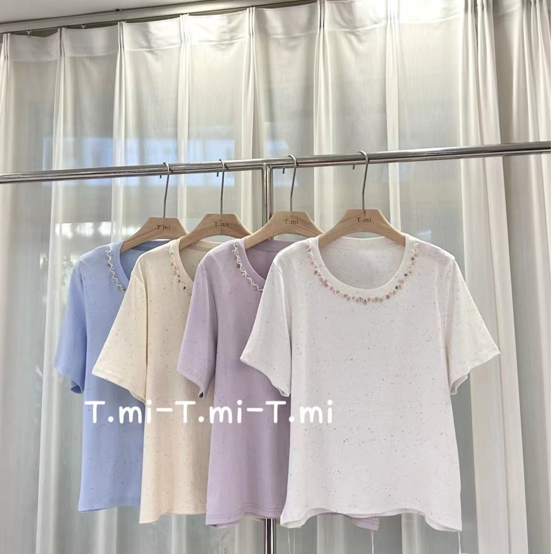 【菲菲家】新款花领正肩显瘦多色T恤X635