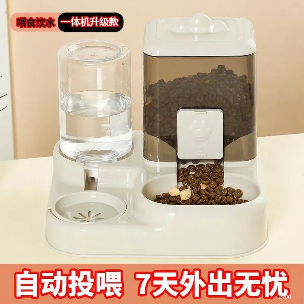梓光慧宠物自动饮水大容量猫咪喂食粮食盆双碗喝水自动喂食器猫咪