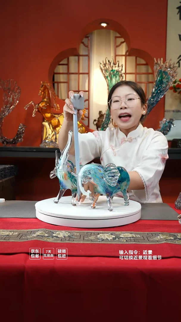 琉璃手工艺品莫奈系列大象