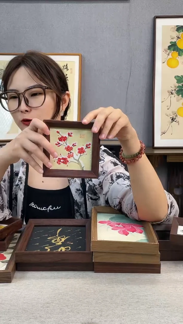 国画5寸-小摆台作品-雪梅
