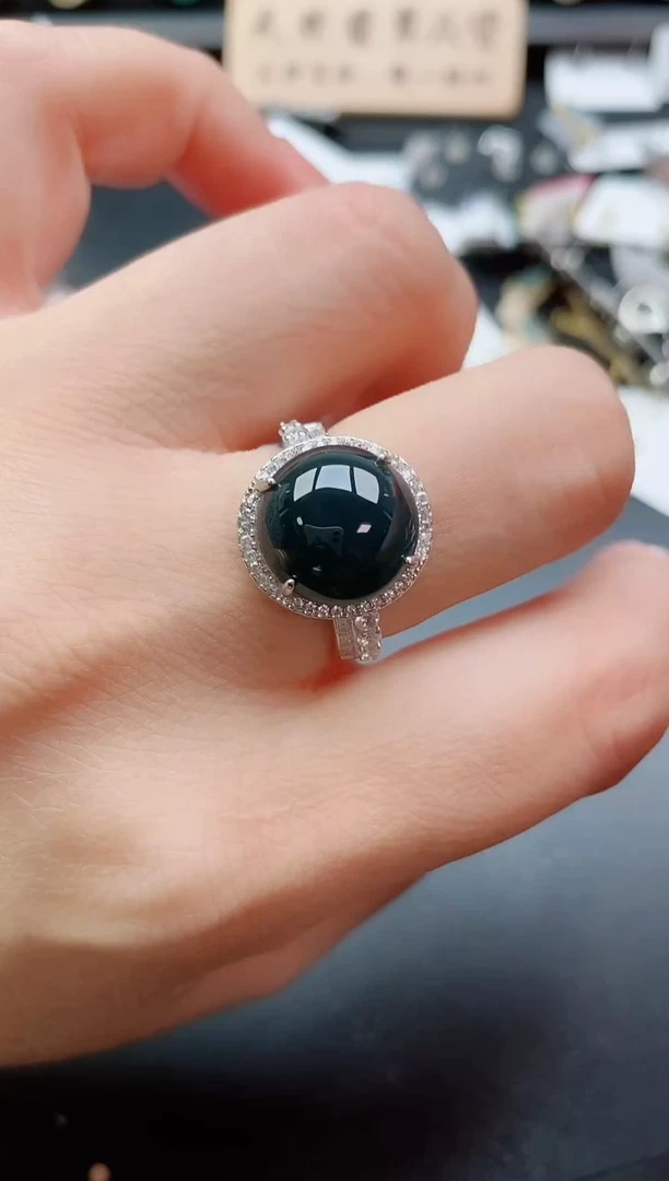 银S925镶嵌戒指翡翠1