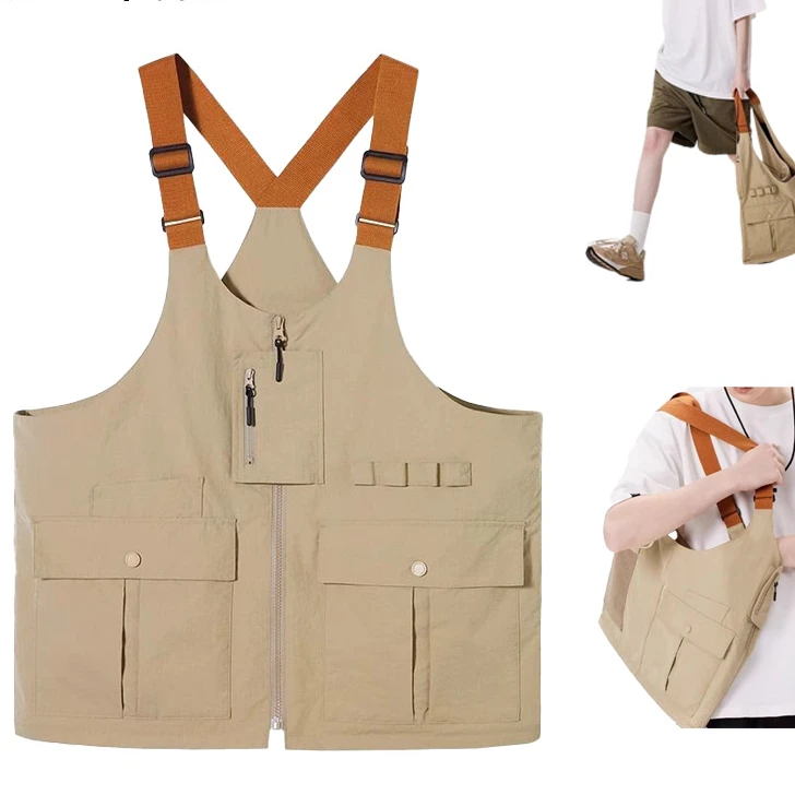 新款创意户外轻便单肩斜挎包两用多功能马甲包男女通用运动包