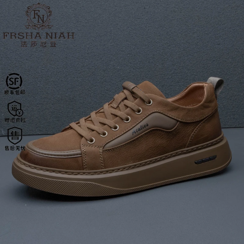 法莎尼亚男鞋秋季新款厚底轻便板鞋一脚蹬软底潮流潮流软底男板鞋