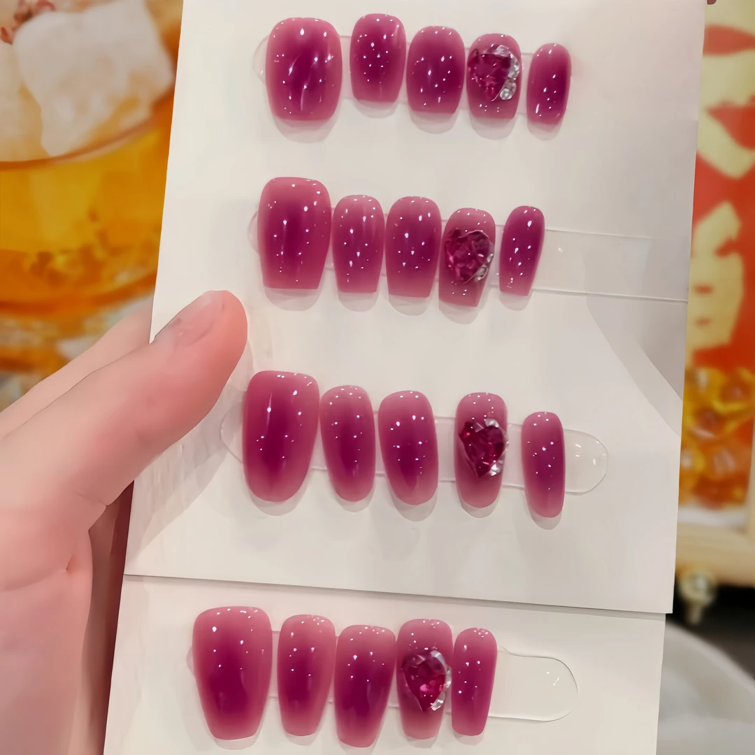 【玫紫微醺】纯手工可拆卸穿戴甲中短款纯欲显白秋冬新款ins风美甲