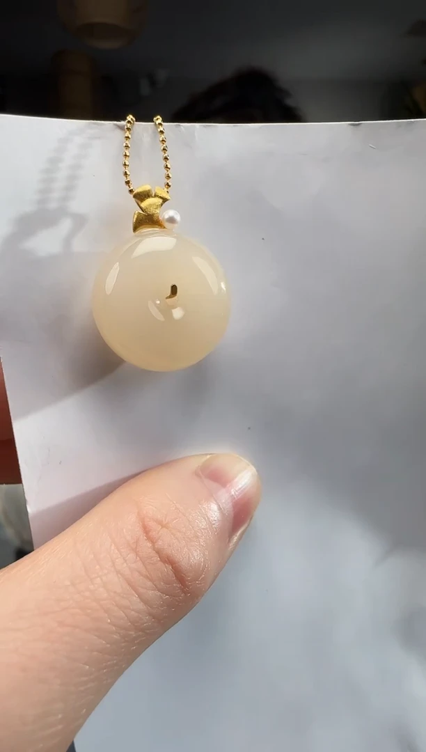 【闪购商品】和田玉18K金镶嵌吊坠(不含链)1